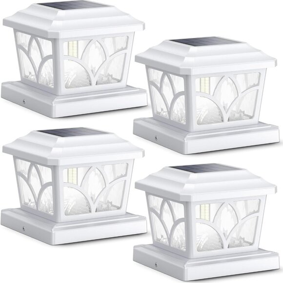 6x Solar Fence Post Cap Lights Outdoor 4 Modes White - Picture 4 of 12